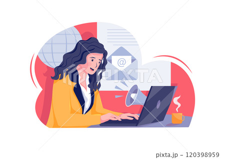 The woman is working on her laptop. 120398959