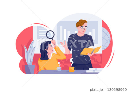 Two people are researching the market. Two people are researching the market. 120398960