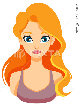 Woman with Long Orange Hair 120399004