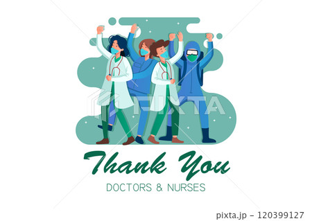 Thank you doctors and nurses Illustration concept. Flat illustration isolated on white background 120399127