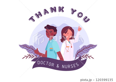 Thank you doctors and nurses Illustration concept. Flat illustration isolated on white background 120399135