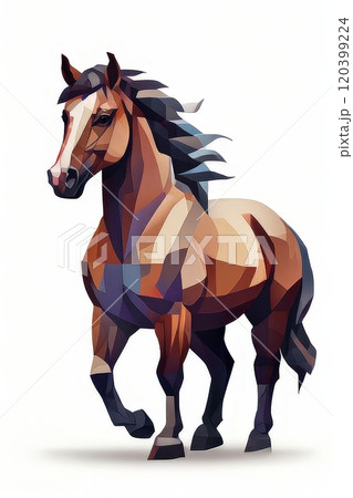 the AI Image Generator, Stunning Geometric Illustration of a Galloping Horse 120399224