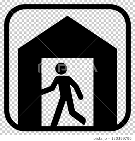 Signs directing people to evacuation shelters 120399796