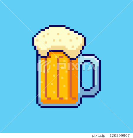 Pixel art Beer Mug with Foam game asset design 120399907