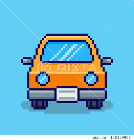 Pixel art Yellow Car game asset design 120399908