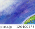 宇宙の中で光が注ぐ地球 120400173