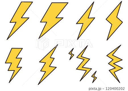 シンプルな雷アイコンイラストセット 120400202