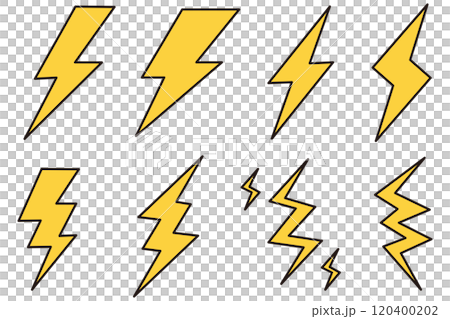 シンプルな雷アイコンイラストセット 120400202