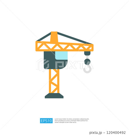 A simple illustration of a construction crane, showcasing its structure and purpose in building and construction activities. 120400492