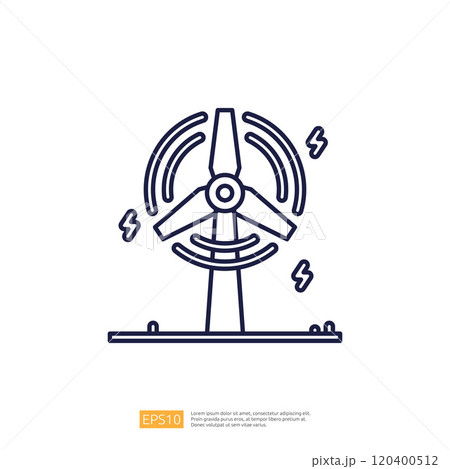 A simple line drawing of a wind turbine with lightning bolts, symbolizing renewable energy and sustainability. A simple line drawing of a wind turbine with lightning bolts, symbolizing renewable energy and sustainability. 120400512