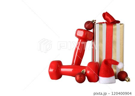 PNG, Sport, new year, red dumbbells isolated on white background. PNG, Sport, new year, red dumbbells isolated on white background. 120400904