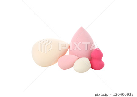 PNG,Multicolored makeup sponges, isolated on white background PNG,Multicolored makeup sponges, isolated on white background 120400935