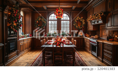 Kitchen room decorate christmas. Christmas concept. 120401383