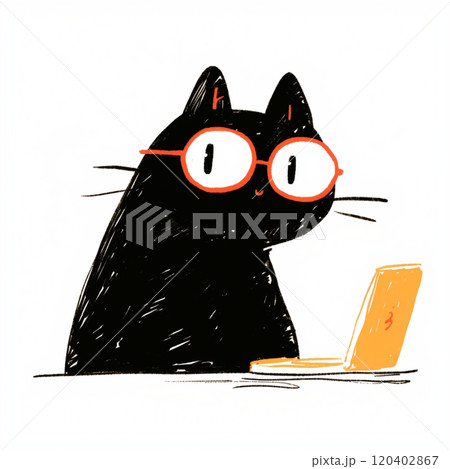 仕事をする猫 120402867