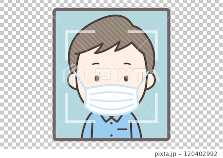 A man wearing a mask doing facial recognition A man wearing a mask doing facial recognition 120402992