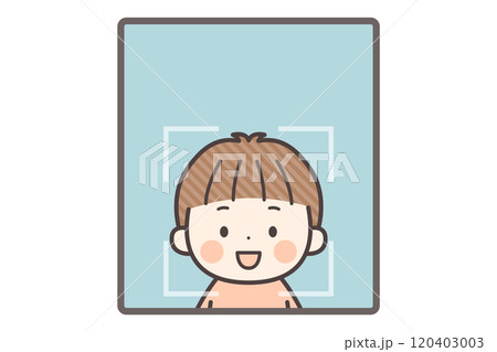 顔認証をする小さな男の子 顔認証をする小さな男の子 120403003