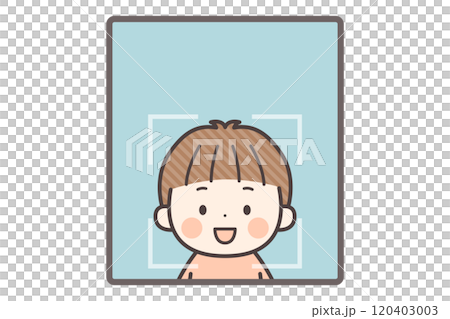 顔認証をする小さな男の子 顔認証をする小さな男の子 120403003