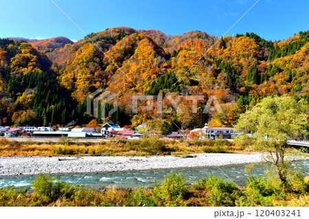 サンテインおたり、中央橋／姫川周辺を望む(長野県小谷村)【2024.11】 120403241