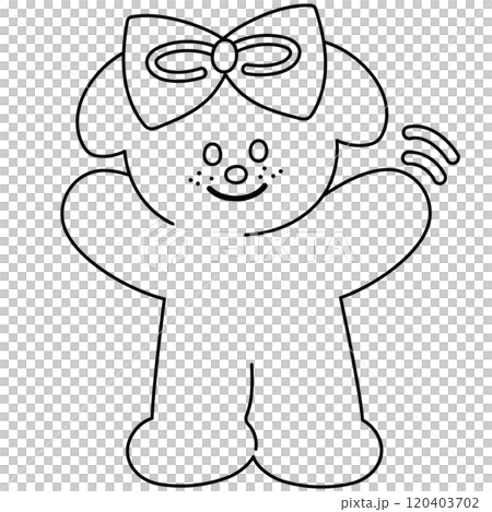Outline of puppy wearing ribbon for colouring...のイラスト素材 [120403702] - PIXTA