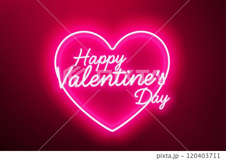 ハートのネオンライトのバレンタインデーアート 120403711