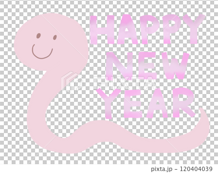 年賀状・かわいいピンクのヘビのイラスト素材1 年賀状・かわいいピンクのヘビのイラスト素材1 120404039