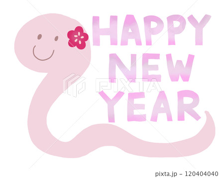 年賀状・かわいいピンクのヘビのイラスト素材2 年賀状・かわいいピンクのヘビのイラスト素材2 120404040