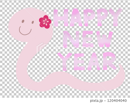 年賀状・かわいいピンクのヘビのイラスト素材2 年賀状・かわいいピンクのヘビのイラスト素材2 120404040