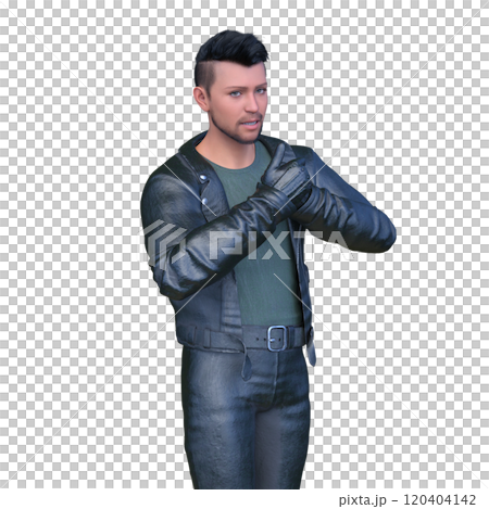 man wearing a leather jacket 120404142