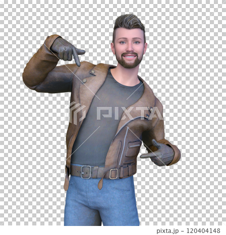 man wearing a leather jacket 120404148