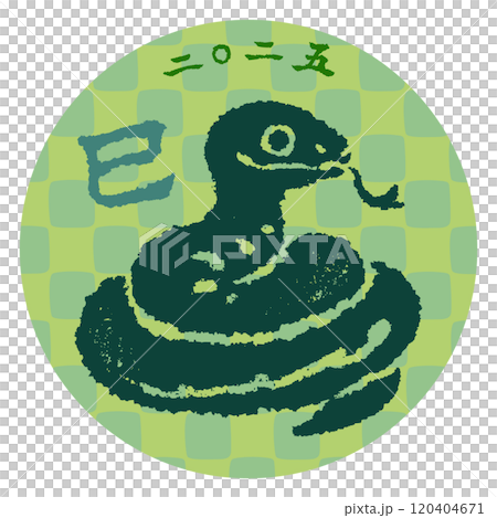 巳年ヘビ円形イラスト緑 巳年ヘビ円形イラスト緑 120404671
