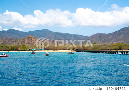 インドネシア コモド国立公園の船着場 インドネシア コモド国立公園の船着場 120404721