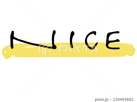 手書き文字素材。英語のメッセージ「NICE」 120405602