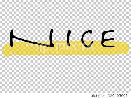 手書き文字素材。英語のメッセージ「NICE」 120405602