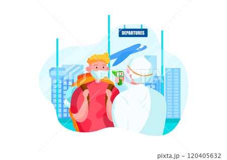 Airport preventive measures checking the temperature Airport preventive measures checking the temperature 120405632