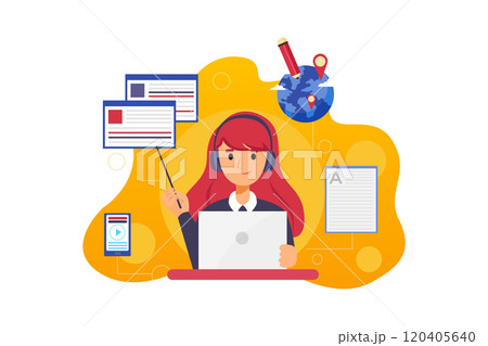 Online Education Illustration concept. Flat illustration isolated on white background Online Education Illustration concept. Flat illustration isolated on white background 120405640