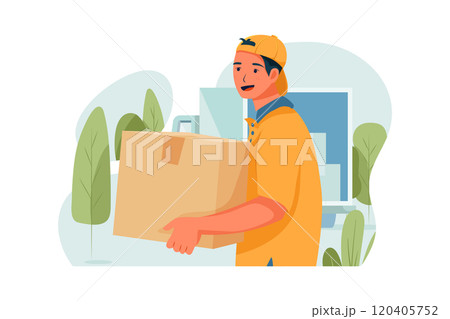 The shipper is delivering the box. The shipper is delivering the box. 120405752