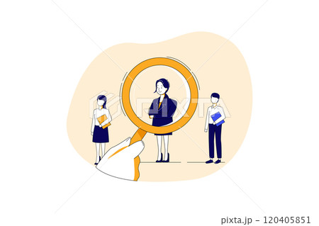 Recruitment Hand Zoom Magnifying Glass Picking Business Person Candidate People Group Recruitment Hand Zoom Magnifying Glass Picking Business Person Candidate People Group 120405851