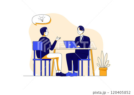 Human resources manager conducting job interview with applicants in office Human resources manager conducting job interview with applicants in office 120405852