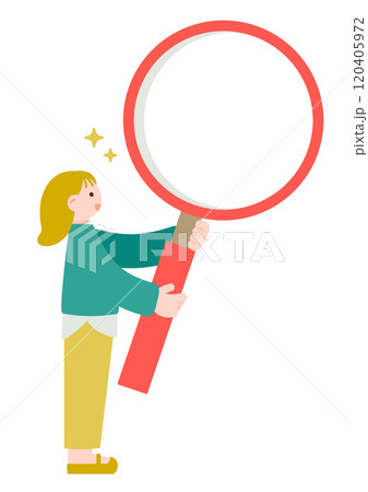 虫眼鏡で調べる女性のイラスト 120405972