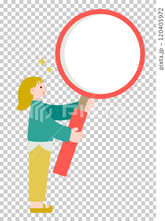 虫眼鏡で調べる女性のイラスト 120405972