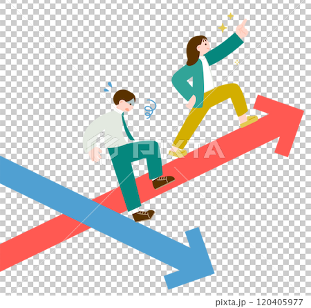 Success and failure, rise and fall Illustration of a businessman 120405977