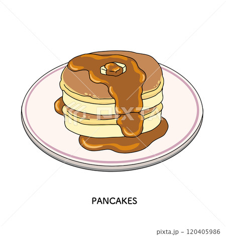 純喫茶のホットケーキ　線画の手描きのイラスト 120405986