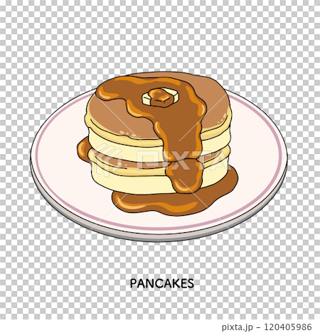 純喫茶のホットケーキ　線画の手描きのイラスト 120405986
