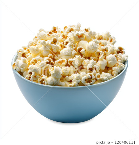 bowl of freshly popped popcorn, fluffy and light, perfect for snacking. Enjoy delightful crunch and buttery flavor in every bite 120406111