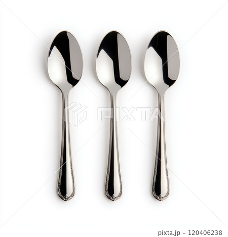 Elegant stainless steel spoons with polished finish, perfect for dining. These utensils add touch of sophistication to any table setting Elegant stainless steel spoons with polished finish, perfect for dining. These utensils add touch of sophistication to any table setting 120406238