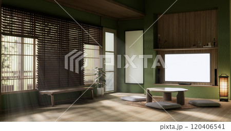 low table in room Japanese style with decoration muji minimal. 3D rendering 120406541