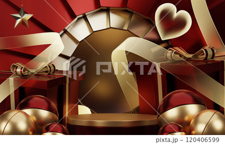 Theme Christmas product display stand minimal .3D rendering Theme Christmas product display stand minimal .3D rendering 120406599