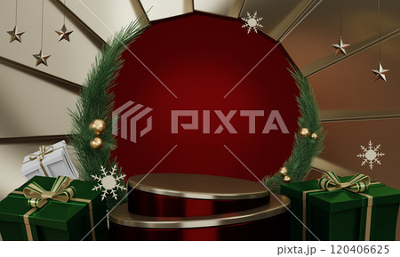 Theme Christmas product display stand minimal .3D rendering 120406625