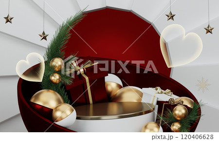 Theme Christmas product display stand minimal .3D rendering Theme Christmas product display stand minimal .3D rendering 120406628