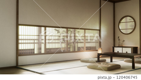 low table in room Japanese style with decoration muji minimal. 3D rendering 120406745